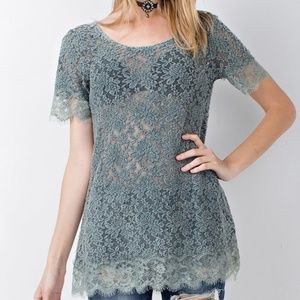 NEW Easel Boho Sheer Lace Long Layering Top